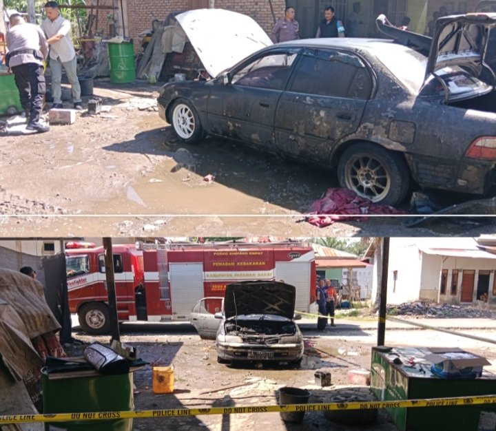 Kebakaran Mobil Sedan di Lingkuang Aua, Api Diduga Berasal dari Las Karbit, Peristiwa ini Tidak Ada Korban Jiwa