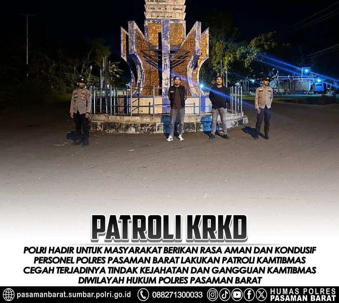 Polres Pasaman Barat Gencarkan Patroli KRKD, Hadir Untuk Memberikan Rasa Aman dan Kondusif di Tengah Tengah Masyarakat