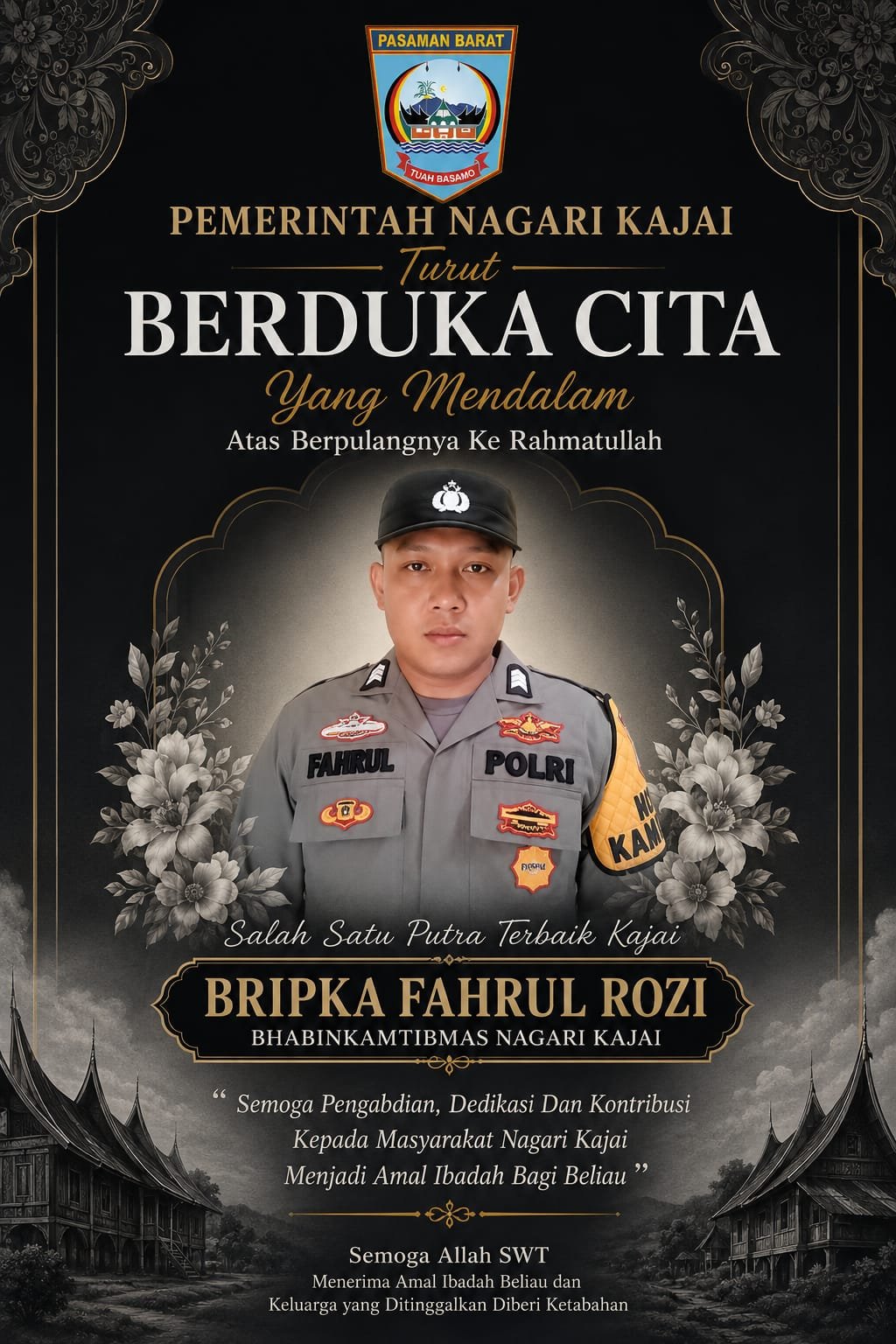 Pemerintah Nagari Kajai Berduka, Bhabinkamtibmas Nagari Kajai Bripka Fahrul Rozi Berpulang