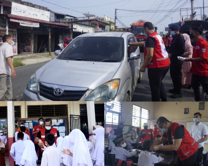Cegah Dampak Kabut Asap, Pemkab Pasaman Barat dan PMI Bagikan Sebanyak 6.500 Masker ke Pelajar dan Masyarakat